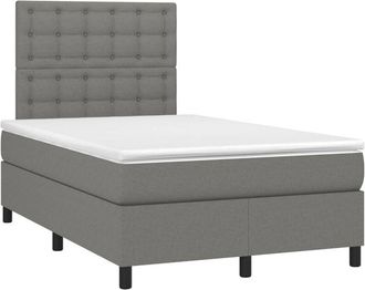 vidaXL Cama Box Spring Con Colch&oacute;n Y Led Tela Gris Oscuro 120x200 Cm Vidaxl