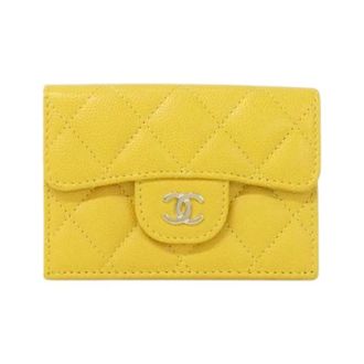 Chanel Tweedehands leren portemonnees - Dames - Pre-owned - Geel - Maat: ONE Size Leer