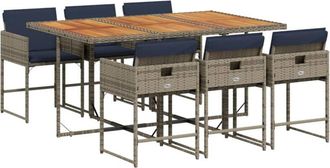 vidaXL Vidaxl - Set Comedor Jard&iacute;n 7 Pzas Y Cojines Rat&aacute;n Sint&eacute;tico Gris