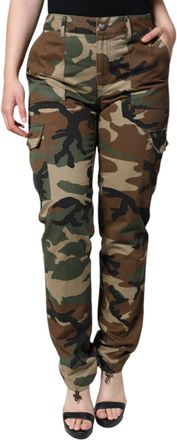 Dolce & Gabbana Womens Multicolor Camouflage Cargo Pants Cotton