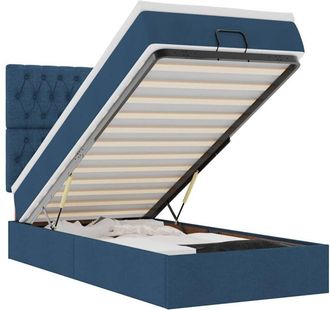 vidaXL Estructura De Cama Otomana Con Colch&oacute;n Tela Azul 80x200cm Vidaxl