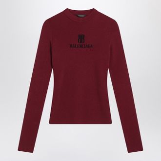 Balenciaga Ribbed Burgundy Nano Bb Sweater
