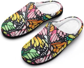 Generic Butterfly Womens Slippers Warm House Slippers Indoor House Shoes with Anti-Skid Rubber Sole