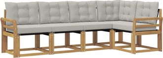 vidaXL Conjunto De Sof&aacute;s De Exterior 5 Uds. Blanco Y Gris Claro Vidaxl