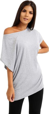 Janisramone Off The Shoulder Tops for Women, Plain Batwing Short Sleeve Oversized T Shirts for Women, Bardot Off Shoulder Top, Casual Baggy T Shirts, Party Wear G