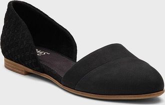 Toms Jutti Flats Womens 10 Black Leather Comfort Slip-On Dorsay Shoes FZP364