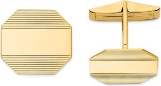 Diamond2Deal 14k Yellow Gold Rectangular Octagon Line Design Mens Cuff Links