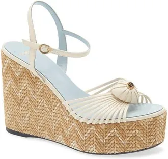 Valentino Platform Wedge Espadrille Sandal in Butter at Nordstrom, Size 40.5