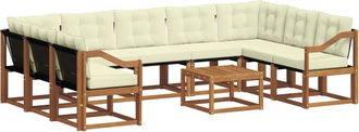 vidaXL Conjunto De Sof&aacute;s De Exterior 10 Uds. Natural Y Crema Vidaxl