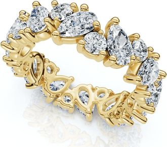 Pompeii3 3Ct Pear & Round Diamond Eternity Ring 14k Gold or Platinum Lab Grown