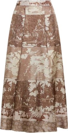 Pierre-Louis Mascia Rokken, Dames, Beige, M, Aloe A-line Rok van Zijde