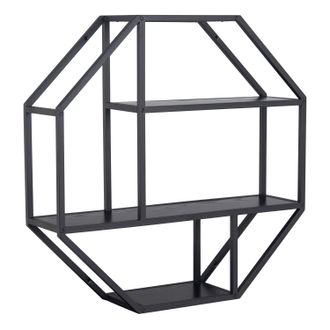 Furniture To Go Seaford Octagonal Metal Wall Shelf in Black
