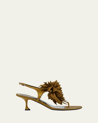 Proenza Schouler Tee Satin Flower Thong Sandals