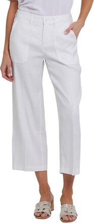 NYDJ Wide Leg Linen-Blend White Crop Jean