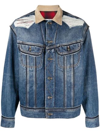Maison Margiela x Pendleton distressed denim jacket - Blue
