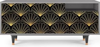 StoryZ Mueble de TV negro 2 cajones y 2 puertas L 125 cm