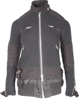 Nike Sacai Double Zip Knitted Jacket in Grey Cotton