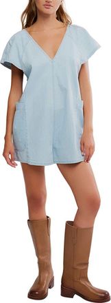 Free People Free Fall Denim Romper in Water at Nordstrom, Size X-Small