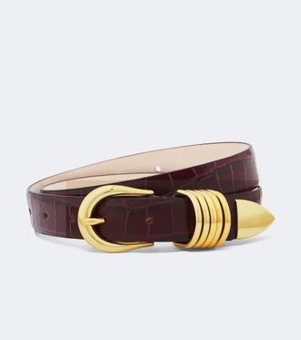 D&eacute;hanche D&eacute;hanche Hollyhock croc-effect leather belt