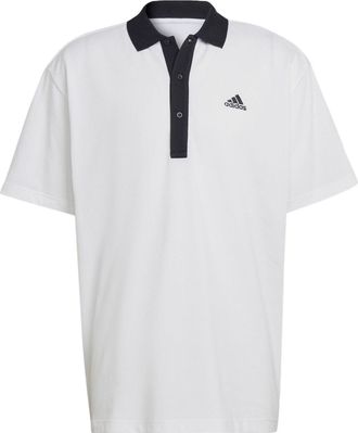 adidas Logo Printing Colorblock Short Sleeve White Polo Shirt HY5516