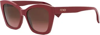 Fendi FE40151I66F Square Full Rim Sunglasses - Red