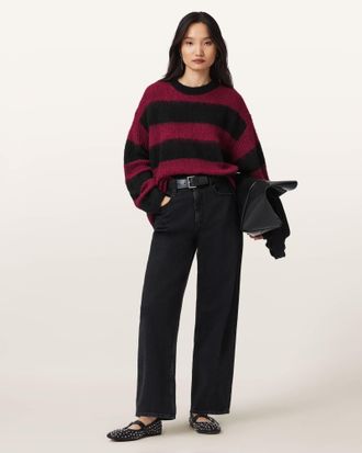 AllSaints Onyx Striped Relaxed Sweater