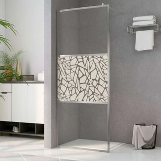 vidaXL Mampara De Ducha Accesible Vidrio Esg Dise&ntilde;o Piedras 140x195 Cm Vidaxl