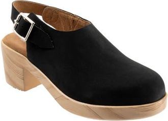 Softwalk Fairbanks Slingback Platform Clog in Black Nubuck at Nordstrom, Size 10.5