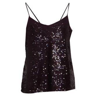 SIMKHAI Simkhai Arlene Sequined Tank Top in Violet Nylon
