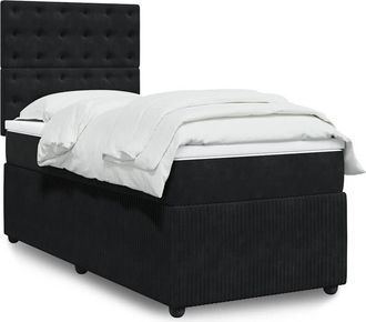 vidaXL Cama Box Spring Con Colch&oacute;n Cuero Sint&eacute;tico Negro 90x190 Cm Vidaxl