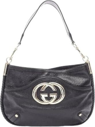 Gucci Pre-owned Interlocking G Guccissima Leren Schoudertas - Dames - Vintage Schoudertas - Zwart - ONE Size - Leer - Vintage