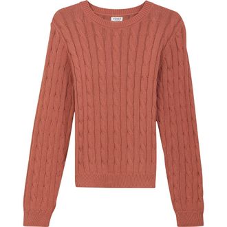 Vivid Cable Knit Ribbed Neck Sweater in Champagne at Nordstrom, Size X-Small