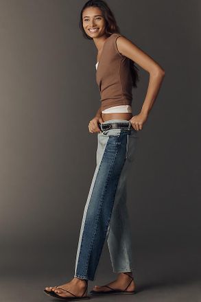 ASKK NY Low-Rise Straight-Leg Reworked Two-Tone Jeans