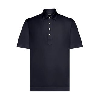 Ermenegildo Zegna Polo Shirts, male, Blue, Size: 2XL Silk/cotton Polo Shirt