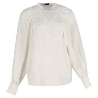 Joseph Joseph Pre-owned Womens Aima Dolman Sleeve With Pearl Buttons Blouse in Ecru White Silk - Size EU 36 (Womens)