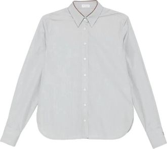 Brunello Cucinelli Long Sleeve Shirt - Dames - Overhemden - Grijs - M - Katoen - Overhemden