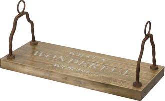 Melrose International What a Wonderful World Wood Garden Swing with Metal Handles 23.5L - Brown