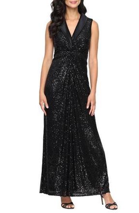 Alex Evenings Sleeveless Sequin Embellished Evening Gown in Black at Nordstrom Rack, Size 10