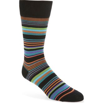 Paul Smith Niam Stripe Cotton Blend Dress Socks in Black at Nordstrom