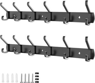 OEM Juego De 2 Percheros De Pared Con 6 Ganchos - Perchero Moderno De Metal Para Abrigos Y Sombreros - 54 Cm, Negro
