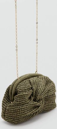 Mango Borsetta da mano fibra naturale kaki - Donna - Taglia unica - MANGO