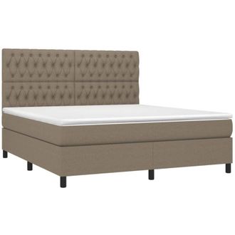 vidaXL Cama Box Spring Con Colch&oacute;n Tela Gris Taupe 180x200 Cm Vidaxl