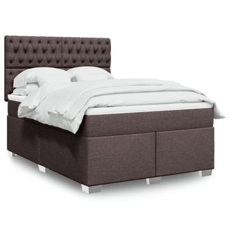 vidaXL Vidaxl - Cama Box Spring Con Colch&oacute;n Tela Marr&oacute;n Oscuro 140x190 Cm