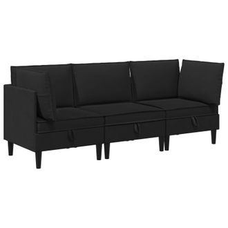 vidaXL Juego De Muebles De Sal&oacute;n 3 Uds. Negro Tela Vidaxl