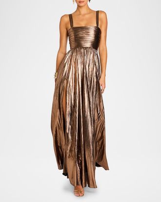 Retrofête Iris Metallic Maxi Dress