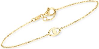 RS Pure by Ross-Simons Italian 14kt Yellow Gold Evil Eye Bracelet