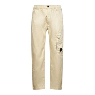 C.P. Company C.p. Company, Broeken, Heren, Beige, M, Katoen, Stretch Cotton Satin Cargo Broek