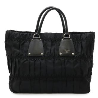 Prada Black Nero Nylon Handbag Tote Bag (Pre-Owned)
