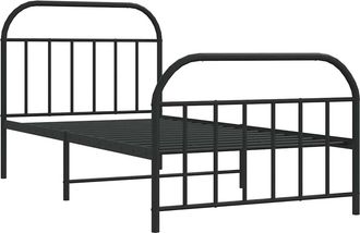 vidaXL Estructura Cama Sin Colch&oacute;n Con Estribo Metal Negro 100x200 Cm Vidaxl