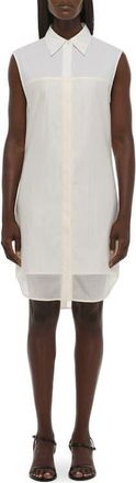 Helmut Lang Sleeveless Shirtdress in White/Soft White at Nordstrom, Size Xx-Small